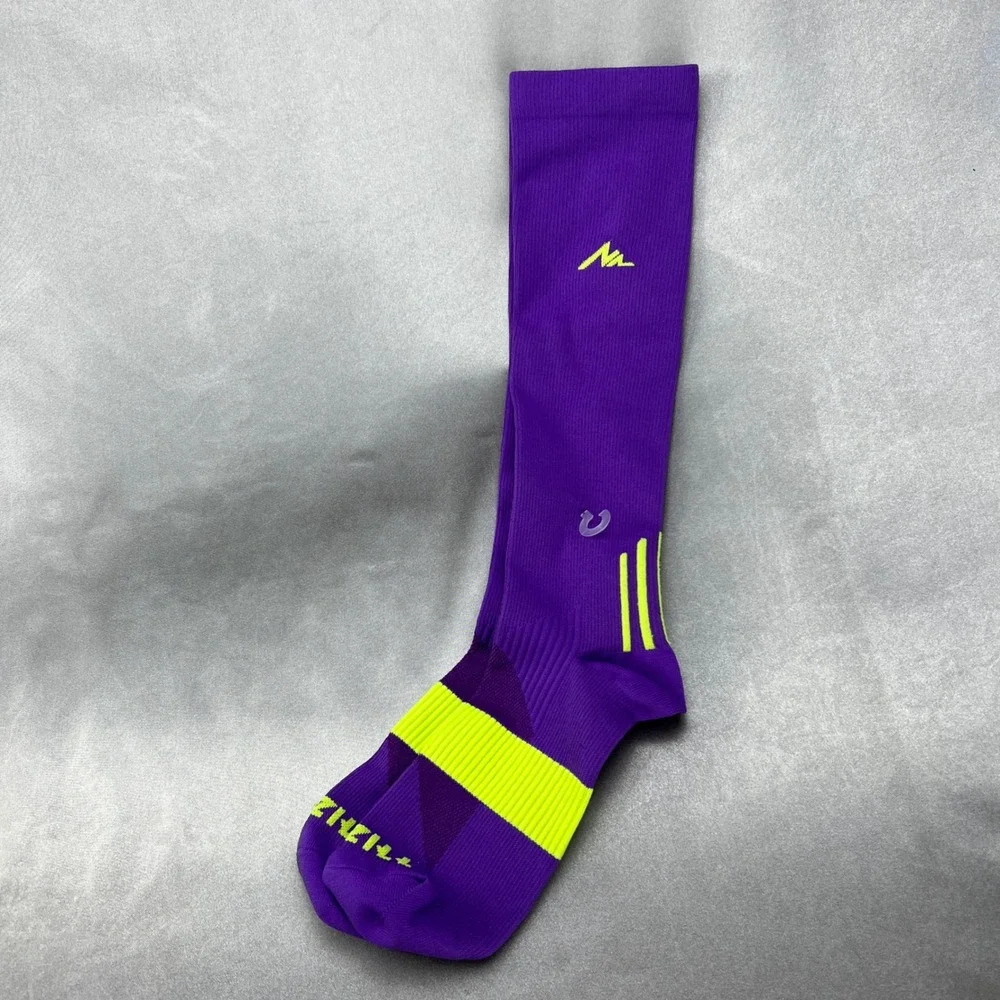 NEWZILL Compression Socks Men S/M Purple Neon Yellow Athletic Knee High Recovery